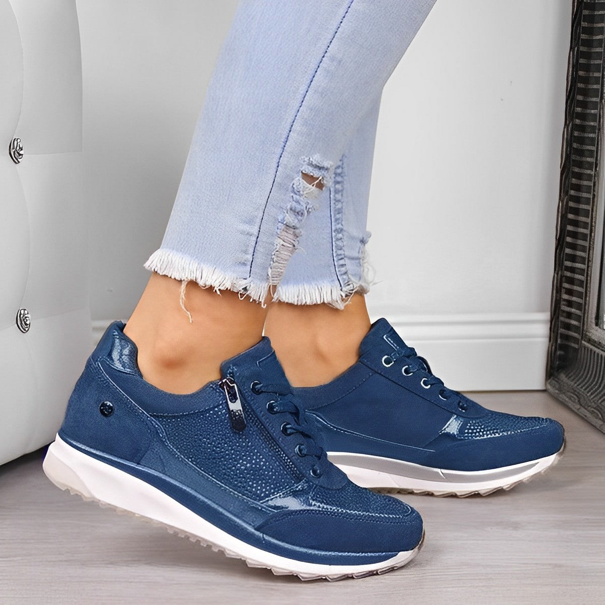 Sneakers con Zip e Suola Ammortizzata Donna