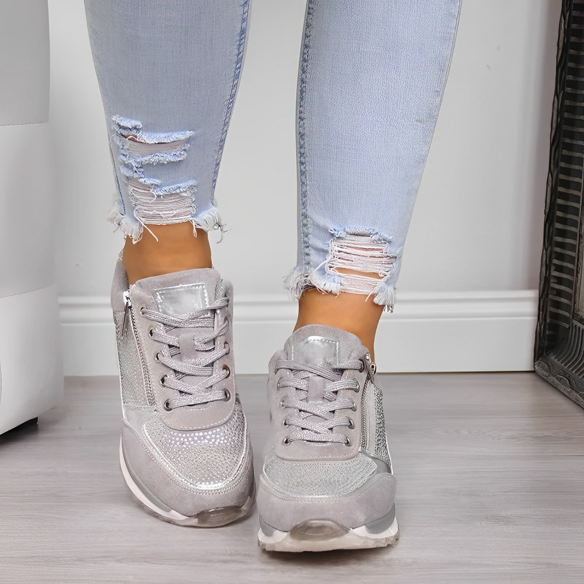 Sneakers con Zip e Suola Ammortizzata Donna