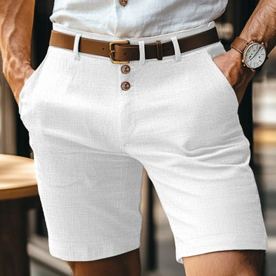 Pantaloncini in Lino Uomo con Bottoni