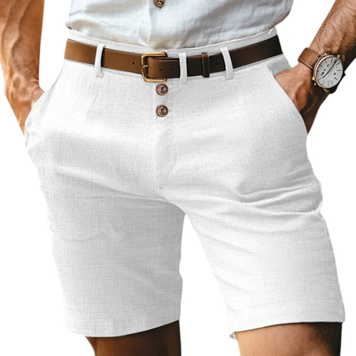 Pantaloncini in Lino Uomo con Bottoni
