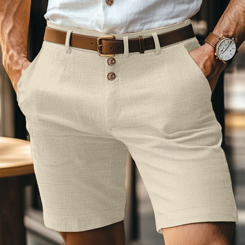 Pantaloncini in Lino Uomo con Bottoni