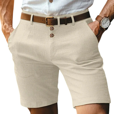 Pantaloncini in Lino Uomo con Bottoni