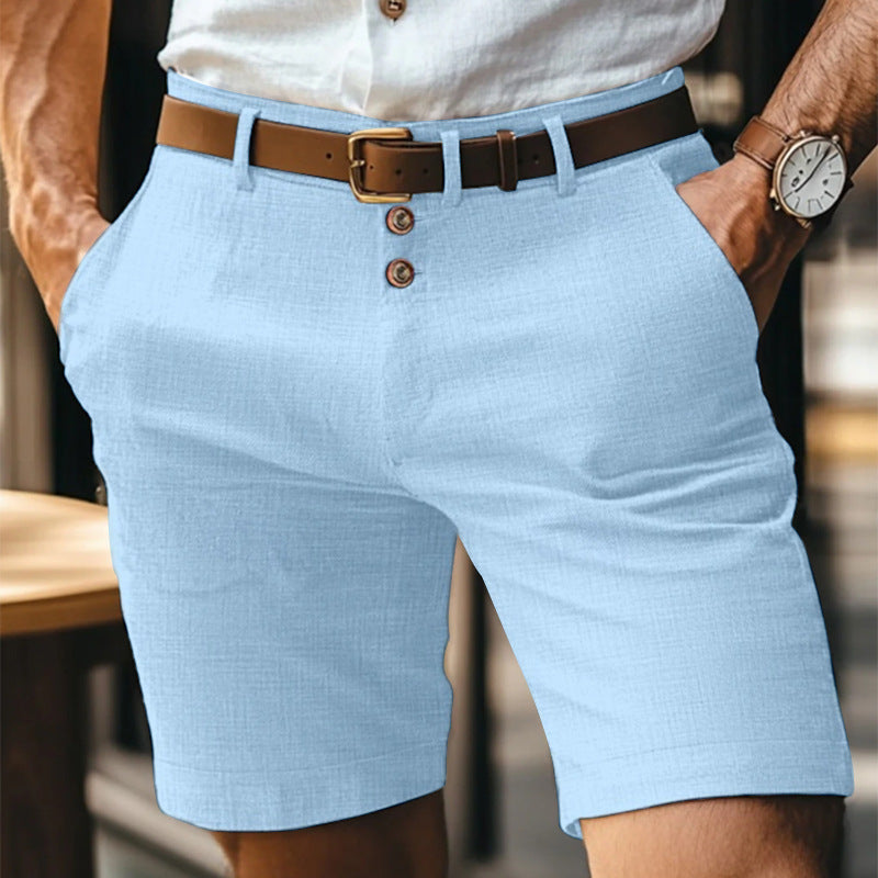Pantaloncini in Lino Uomo con Bottoni