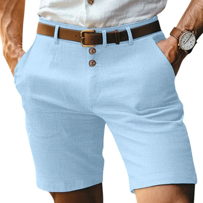 Pantaloncini in Lino Uomo con Bottoni