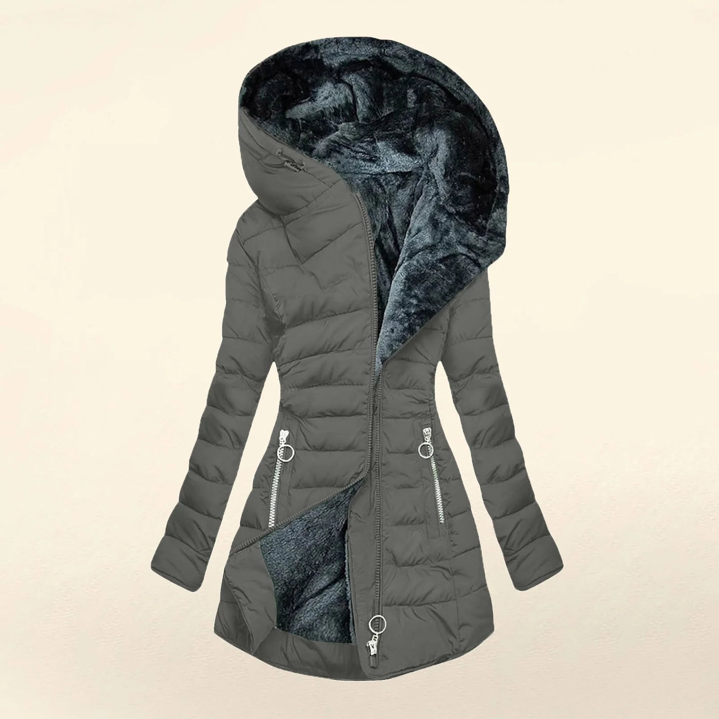 Cappotto Foderato in Pelliccia Donna