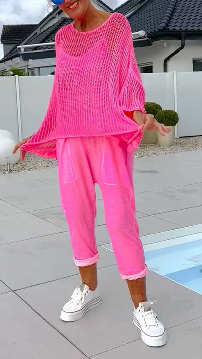 Jennie – Completo Coordinato Donna con Tuta Monogram e Blusa Ricamata