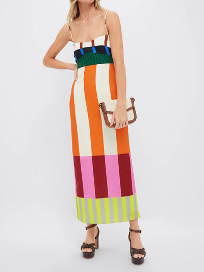 Aysa – Abito Lungo da Donna a Righe Geometriche